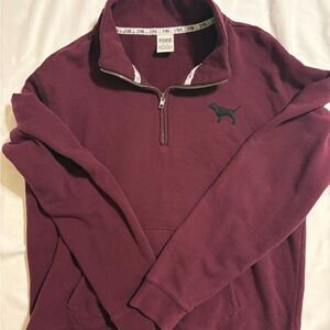 PINK Victoria's Secret  Burgundy Zip-Up Sweater